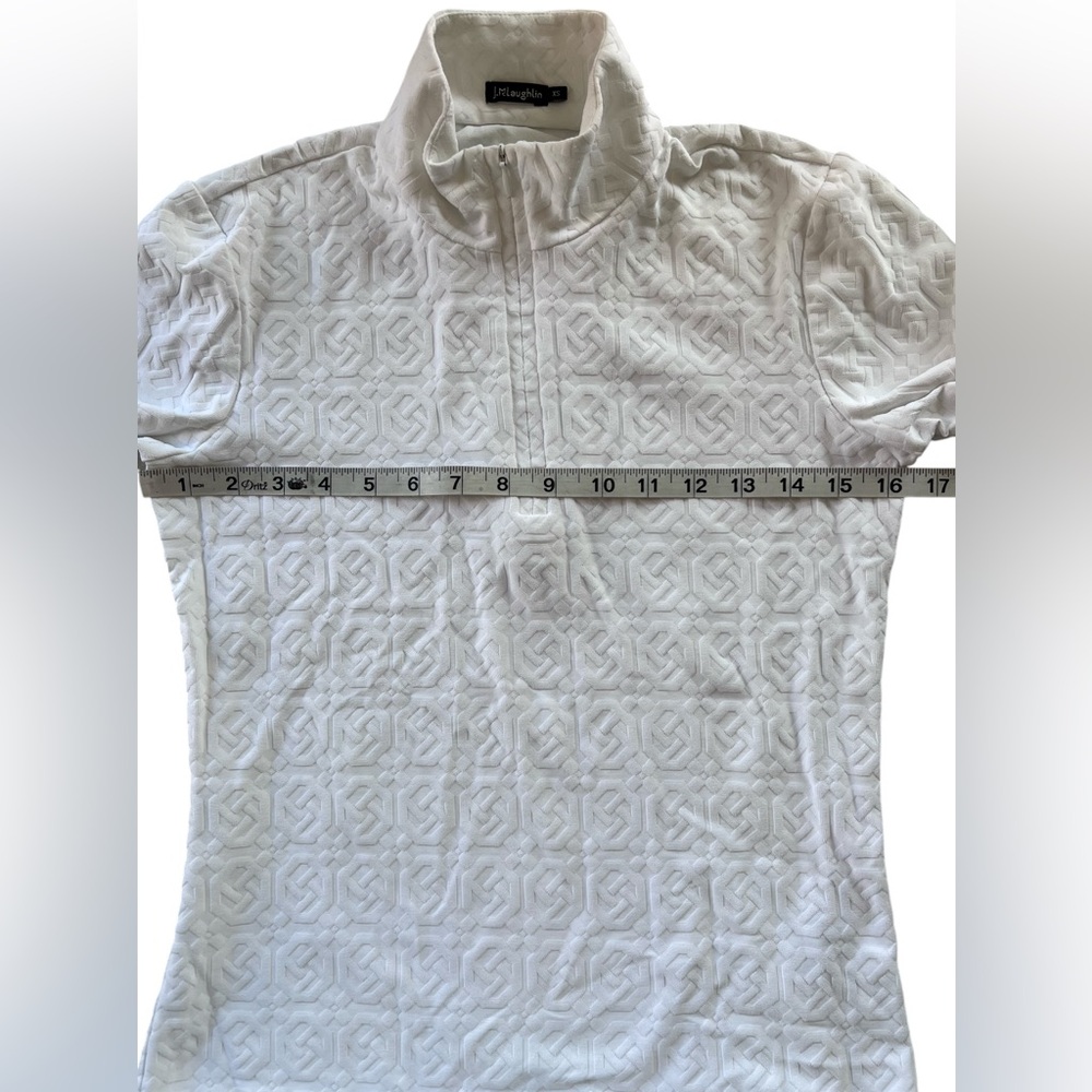 J. McLaughlin Ace 1/4 Zip White Geometric Design Pullover Top - Picture 8 of 8